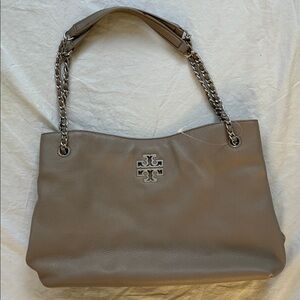 Tory Burch Taupe Leather Shoulder Bag